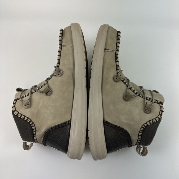 Hey Dude Eloise Ankle Boot Pull On Lace Up Recycled Leather Oak Moc Toe Womens 9 - Picture 7 of 12